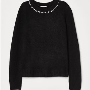 Black Rhinestone Sweater